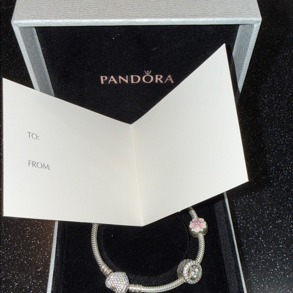 Pandora Silver Bracelet with Pink and Silver Charms Limited Edition - Picture 14 of 14
